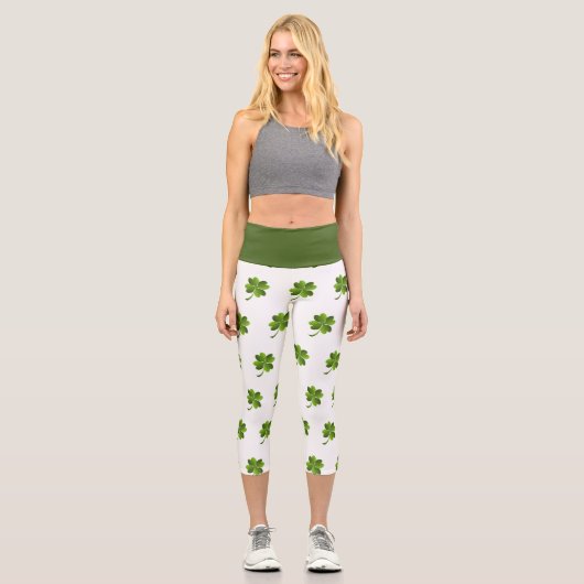 St. Patrick's Day Kleeblatt Hochgebirgskette Capri Leggings (Vorderseite)