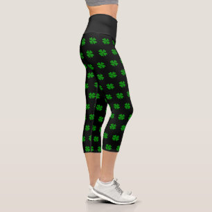 St. Patrick's Day Kleeblatt hochtaillierte Capri-L Capri Leggings