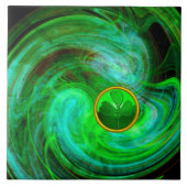 ST PATRICKS DAY KLEEBLATT IN BLAUEN GRÜNEN FRAKTAL FLIESE (Vorderseite)