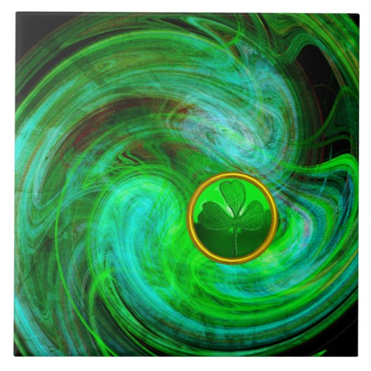 ST PATRICKS DAY KLEEBLATT IN BLAUEN GRÜNEN FRAKTAL FLIESE (Vorderseite)