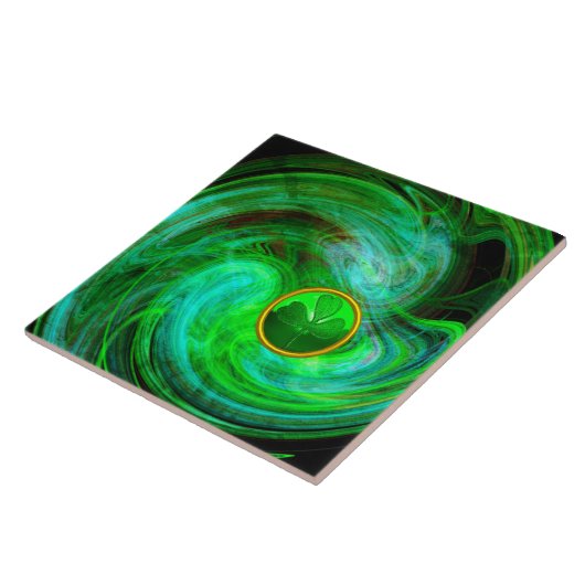 ST PATRICKS DAY KLEEBLATT IN BLAUEN GRÜNEN FRAKTAL FLIESE (Seite)