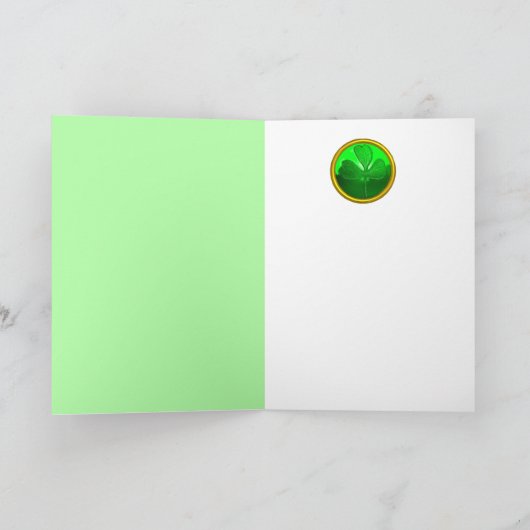 ST PATRICKS DAY KLEEBLATT IN BLAUEN GRÜNEN FRAKTAL KARTE (Innenseite)