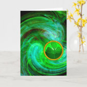 ST PATRICKS DAY KLEEBLATT IN BLAUEN GRÜNEN FRAKTAL KARTE (Gelbe Blume)