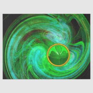 ST PATRICKS DAY KLEEBLATT IN BLAUEN GRÜNEN FRAKTAL SEIDENPAPIER