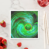 ST PATRICKS DAY KLEEBLATT IN BLAUEN GRÜNEN FRAKTAL SERVIETTE (Beispiel)