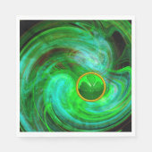 ST PATRICKS DAY KLEEBLATT IN BLAUEN GRÜNEN FRAKTAL SERVIETTE (Vorderseite)