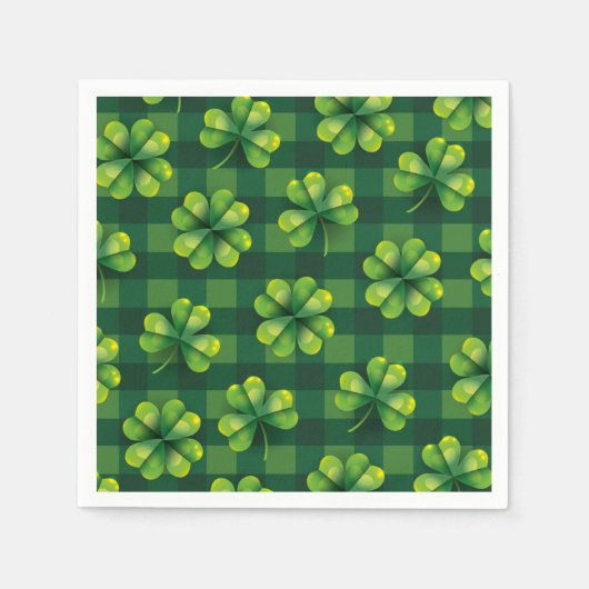 St. Patrick's Day Kleeblatt Kariert Serviette (Vorderseite)