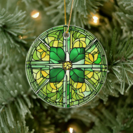 St Patricks Day Kleeblatt Keramik Ornament