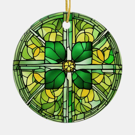 St Patricks Day Kleeblatt Keramik Ornament (Vorne)