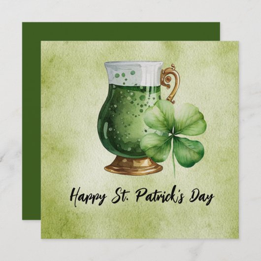 St. Patrick's Day Kleeblatt Klee und Bier Karte (Vorne/Hinten)