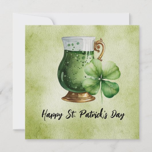 St. Patrick's Day Kleeblatt Klee und Bier Karte (Vorderseite)