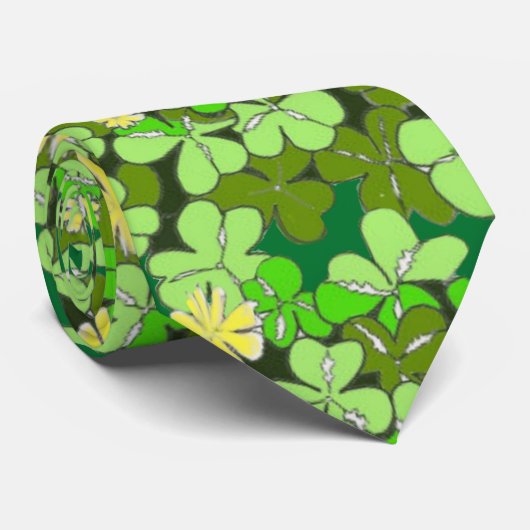 St Patricks Day Kleeblatt Krawatte (Gerollt)