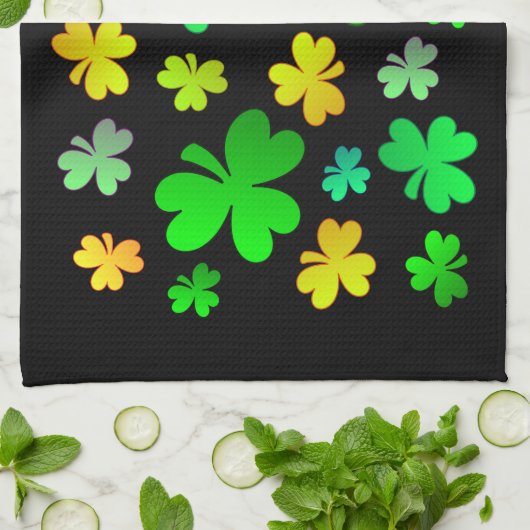 St. Patrick's Day Kleeblatt Küche Handtuch (Gefaltet)