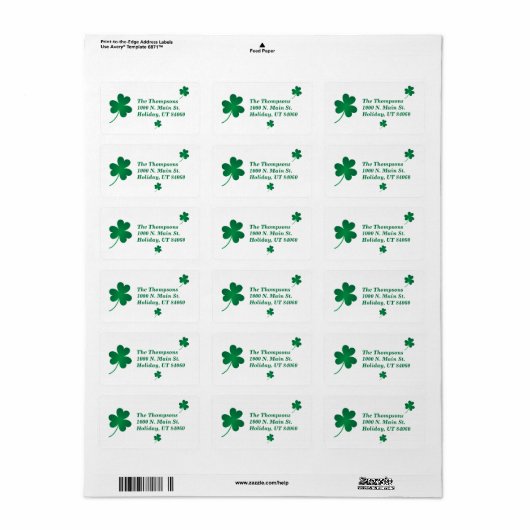 ST. PATRICK'S DAY / Kleeblatt Labels Adressaufkleber (Vorne)