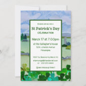 St Patrick's Day Kleeblatt Landschaft Einladung (Vorderseite)