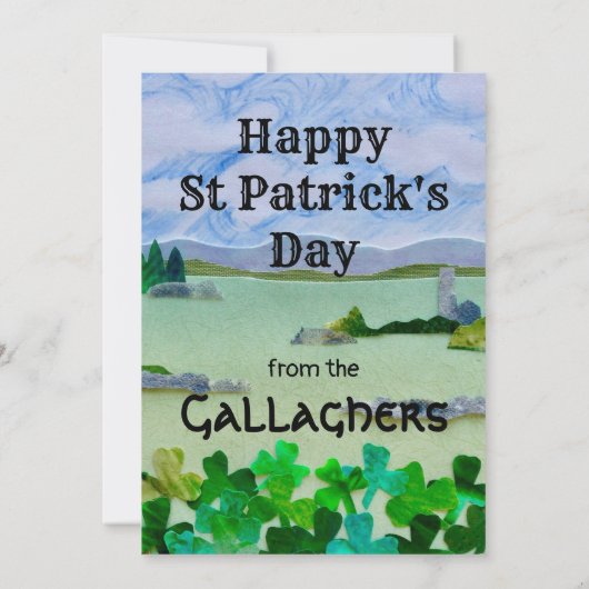 St Patrick's Day Kleeblatt Landschaft Einladung (Rückseite)