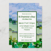 St Patrick's Day Kleeblatt Landschaft Einladung (Vorne/Hinten)