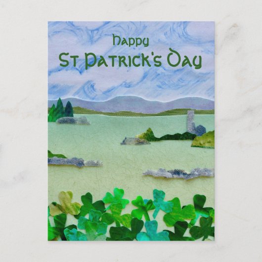 St Patrick's Day Kleeblatt Landschaft Postkarte (Vorderseite)
