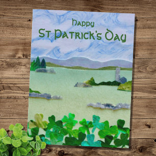 St Patrick's Day Kleeblatt Landschaft Postkarte