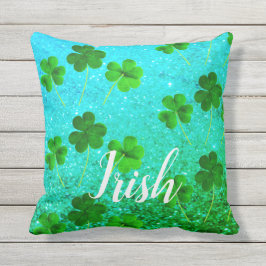 St Patrick's Day Kleeblatt Leaf Glittery Blauer Gr Kissen