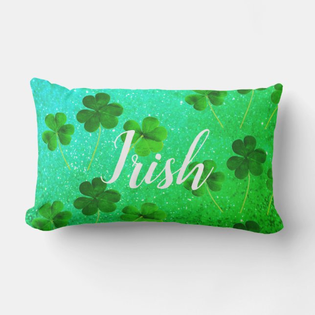 St Patrick's Day Kleeblatt Leaf Glitzer Green Ombr Kissen Für Draußen (Vorderseite)