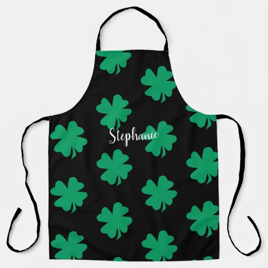 St Patrick's Day Kleeblatt Leaf Green Black 2024 Schürze (Vorderseite)