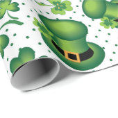 St. Patrick's Day Kleeblatt Leprechaun's Hat Green Geschenkpapier (Rolleneckpunkt)