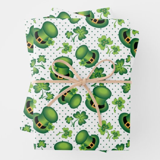 St. Patrick's Day Kleeblatt Leprechaun's Hat Green Geschenkpapier Set (Beispiel)