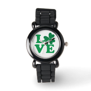 St. Patrick's Day Kleeblatt Liebe Armbanduhr