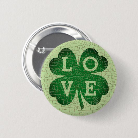 St Patrick's Day Kleeblatt Liebe Button (Vorne & Hinten)