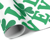 St. Patrick's Day Kleeblatt Liebe Geschenkpapier (Rolleneckpunkt)
