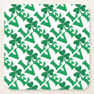 St. Patrick's Day Kleeblatt Liebe Rechteckiger Pappuntersetzer