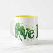 St. Patrick's Day Kleeblatt Liebe Zweifarbige Tasse (Vorderseite Links)