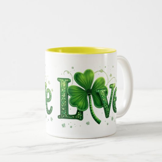 St. Patrick's Day Kleeblatt Liebe Zweifarbige Tasse (VorderseiteRechts)