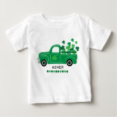St. Patrick's Day Kleeblatt LKW Personalisierter N Baby T-shirt (Vorderseite)