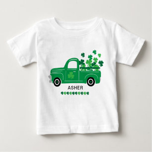 St. Patrick's Day Kleeblatt LKW Personalisierter N Baby T-shirt