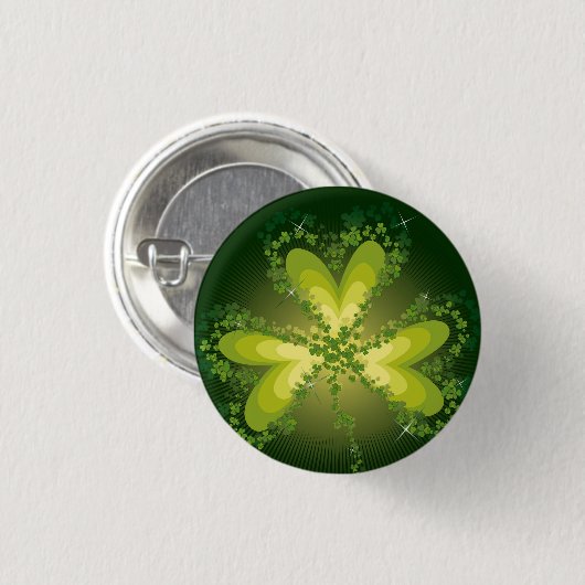 St. Patrick's Day Kleeblatt Lucky Clovers Button (Vorne & Hinten)