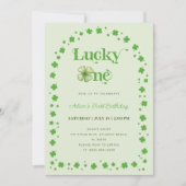 St. Patrick's Day Kleeblatt Lucky Eins Geburtstag Einladung (Vorderseite)