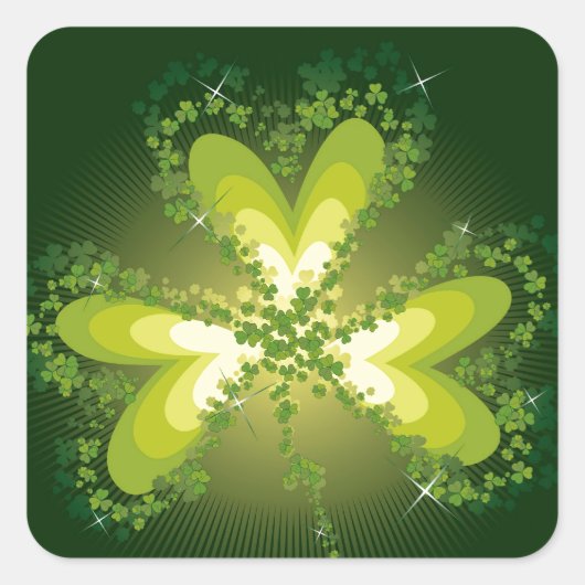 St. Patrick's Day Kleeblatt Lucky Klee Leaf Quadratischer Aufkleber (Vorderseite)
