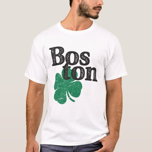 St Patricks Day Kleeblatt Massachusetts Boston T-Shirt (Vorderseite)