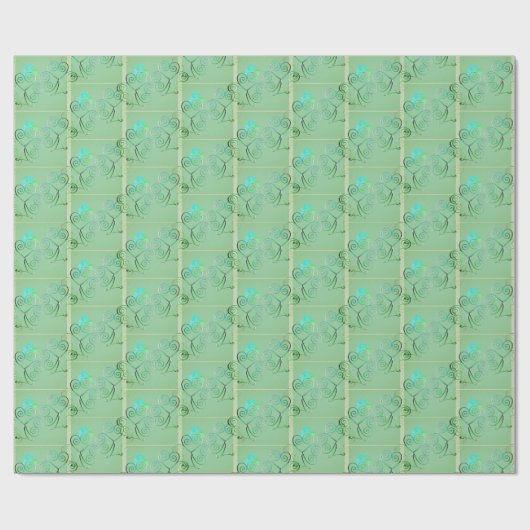St. Patrick's Day Kleeblatt Misty Green Geschenkpapier (Flach)