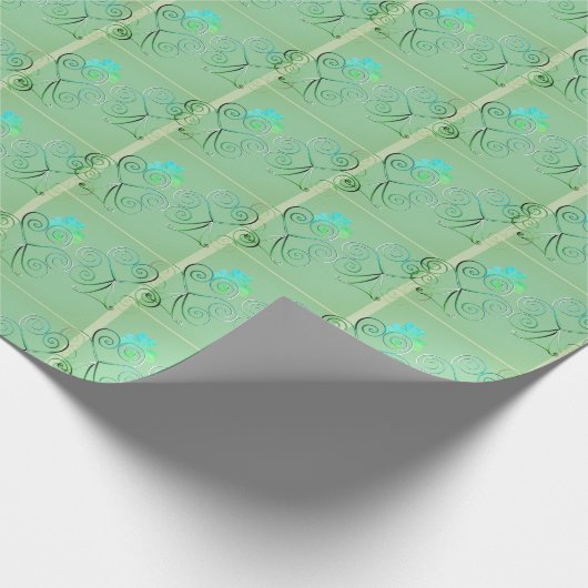 St. Patrick's Day Kleeblatt Misty Green Geschenkpapier (Ecke)