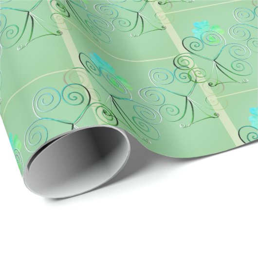 St. Patrick's Day Kleeblatt Misty Green Geschenkpapier (Rolleneckpunkt)
