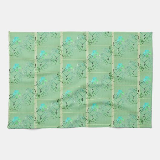 St. Patrick's Day Kleeblatt Misty Green Geschirrtuch (Horizontal)