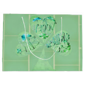 St Patrick's Day Kleeblatt Misty Green Large Gift  Große Geschenktüte (Rückseite)