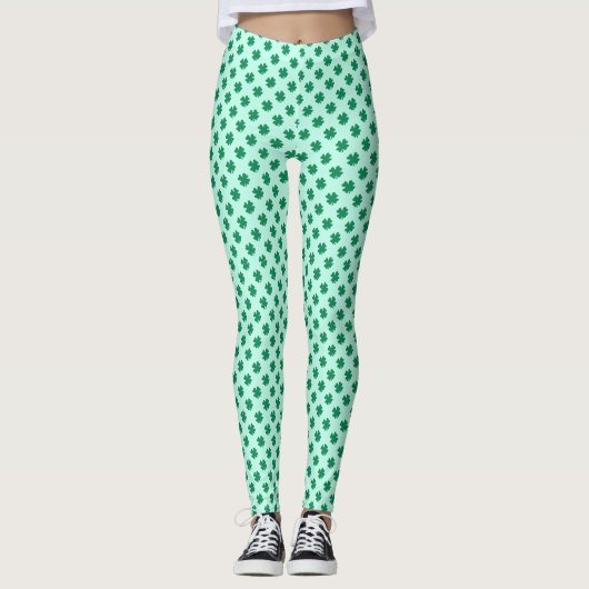 St. Patrick's Day Kleeblatt-Muster Leggings (Vorderseite)