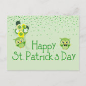 St. Patrick's Day Kleeblatt Niedlich Green Owls Postkarte (Vorderseite)