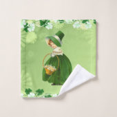 St. Patricks Day Kleeblatt Niedlich Lucky Girl Gre Badhandtuch Set (Waschlappen)