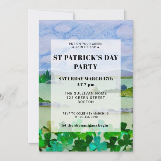 St Patrick's Day Kleeblatt Party Einladung (Vorderseite)