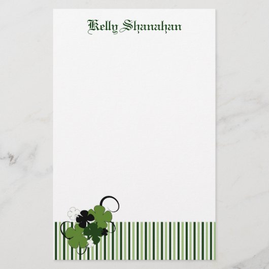 St. Patricks Day-Kleeblatt personalisiert Briefpapier (Vorderseite)